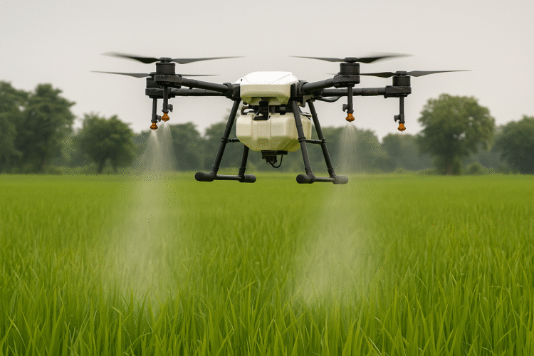 छत्तीसगढ़ में ड्रोन से कीटनाशक छिड़काव: खेती में तकनीक का नया युग